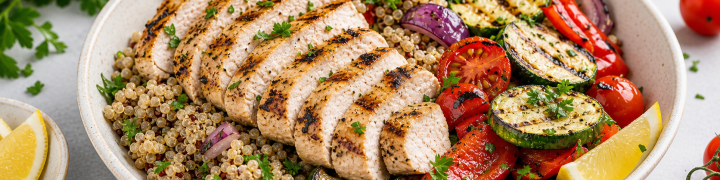 Pui la OptiGrill cu quinoa și legume coapte